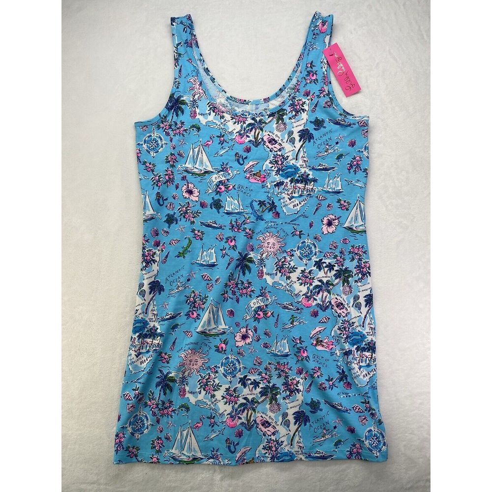 Lilly Pulitzer Size XL Newberri Lilly's Roundtrip Tank Amalfi Blue Dress